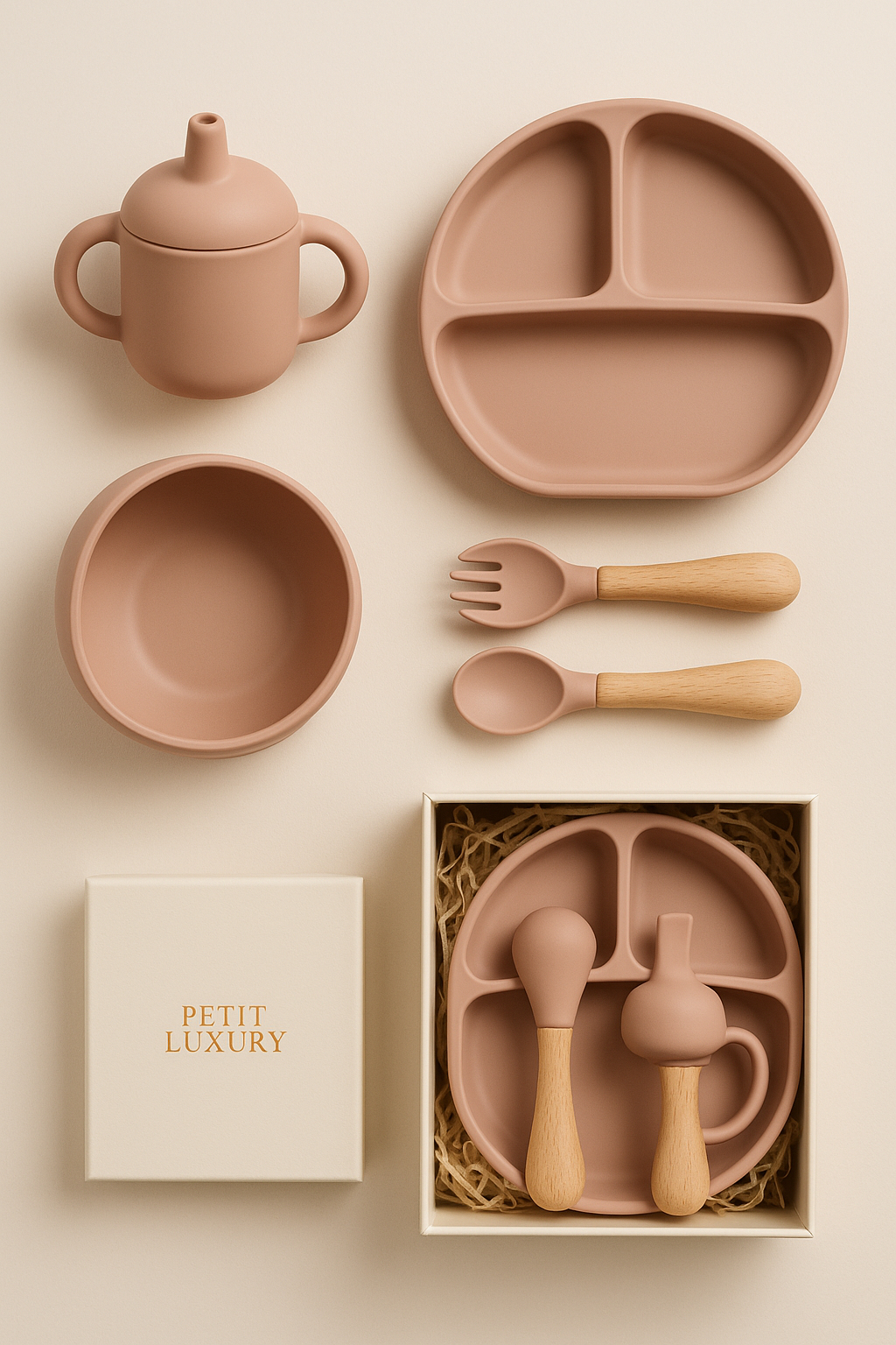 Luxury silicone feeding set - Nude Rise